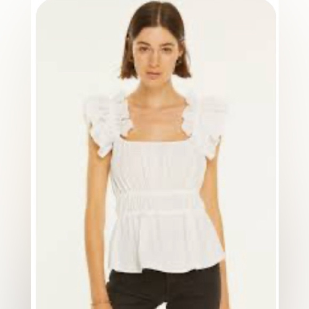 Harshman Los Angeles Alize Blouse White Seersucker NWT L